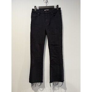 Eunina Jeans Women 27" Black Emery High Rise Cropped Boot Stretch Raw Hem Travel